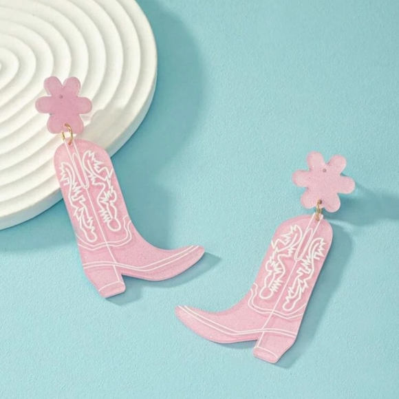 Jewelry - Pink Cowgirl boots earrings